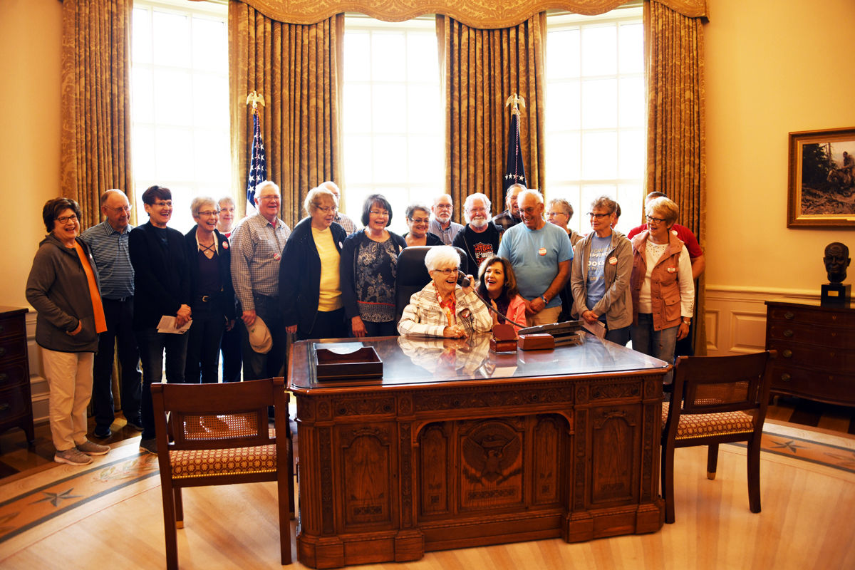 316 Madam President Frieda Goertzen with her Fun Club Cabinet.JPG